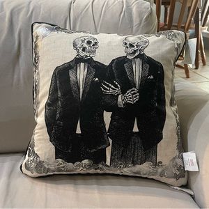 Cynthia Rowley Curious Halloween Skeleton Grooms Pillow